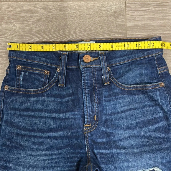 J. Crew Lookout High Rise Skinny Patch Distressed Hem Denim Jeans 25 - Picture 5 of 16